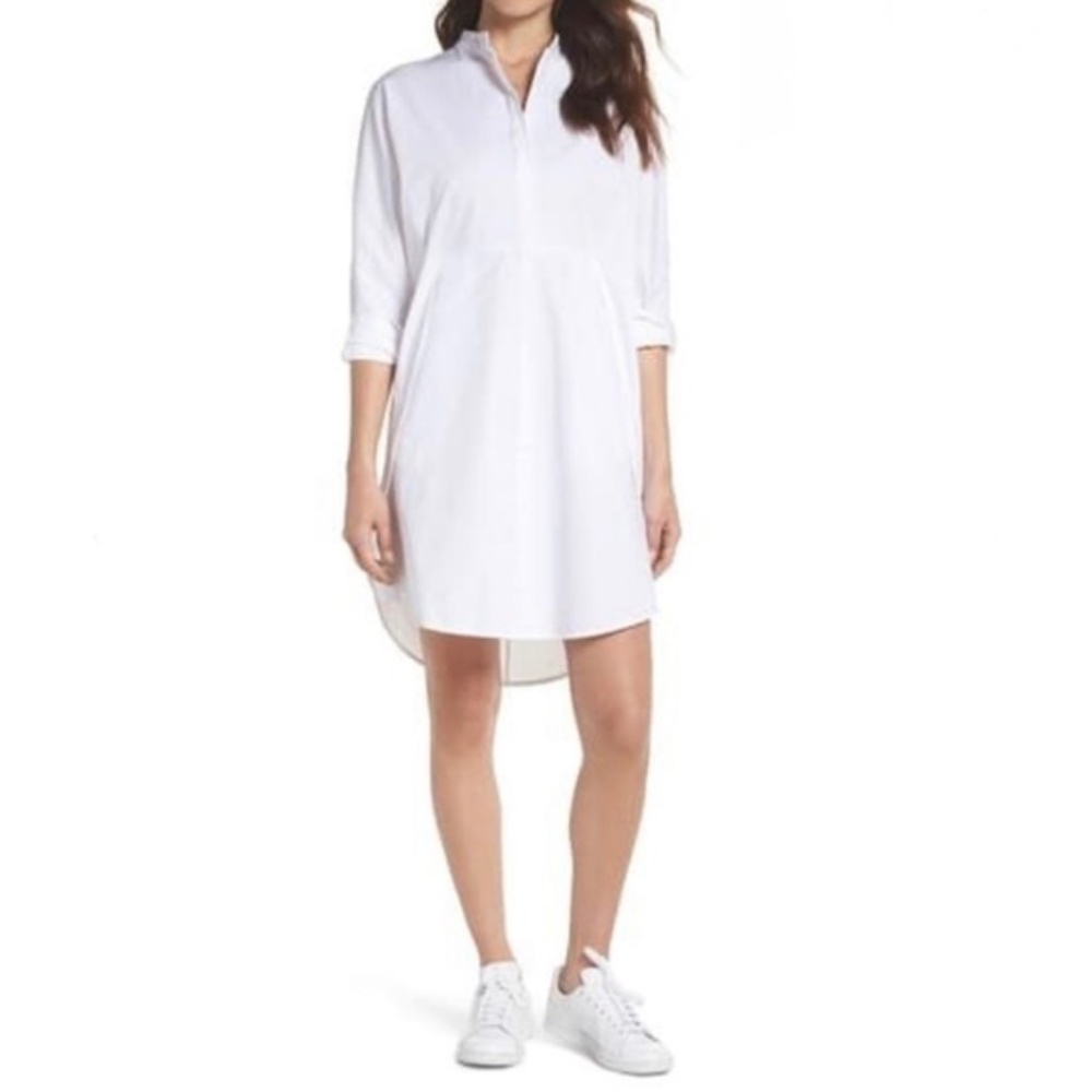 NWT CAARA White boyfriend shirtdress